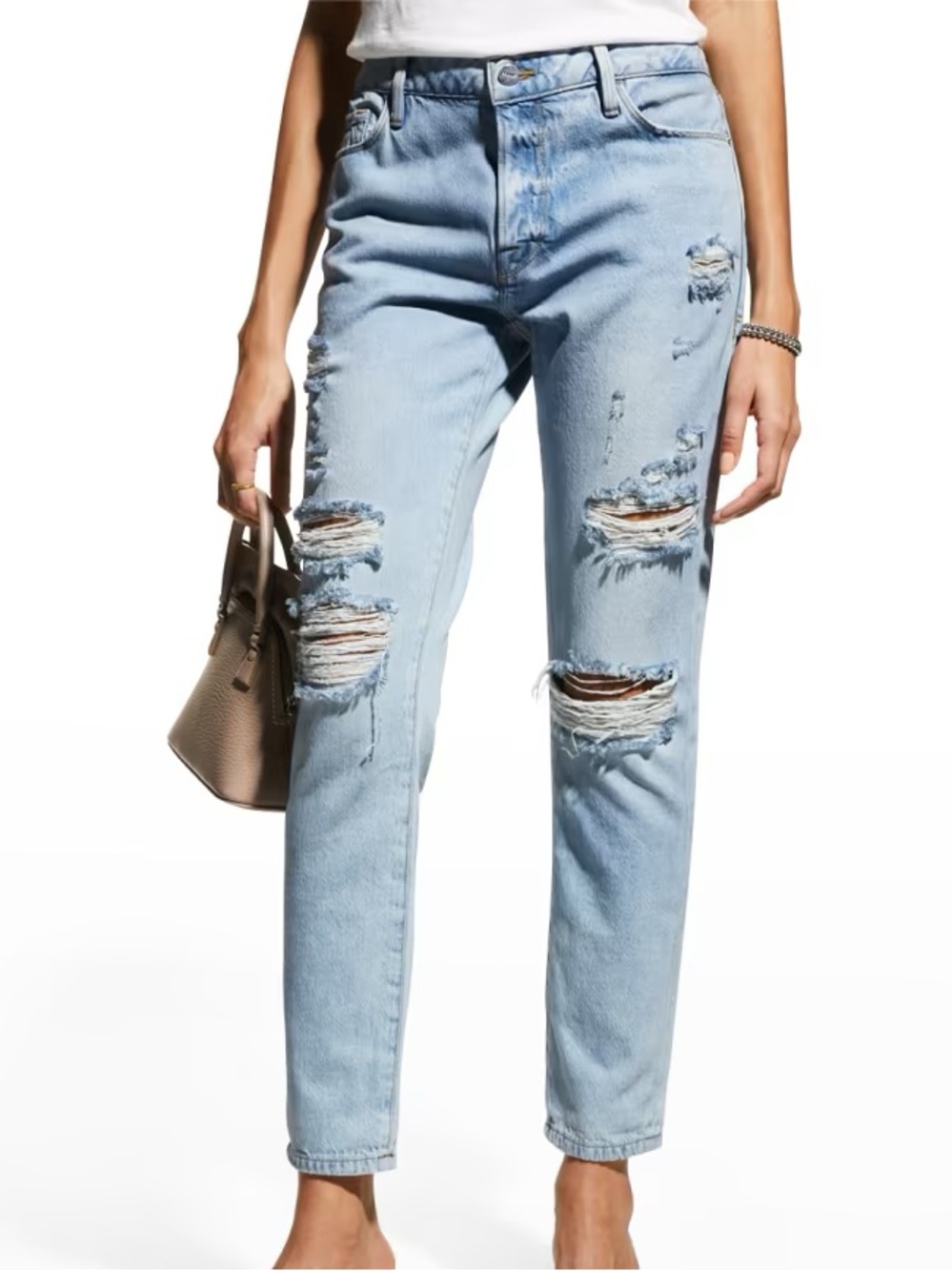 Frame Denim Light Blue Distressed Boyfriend Jeans